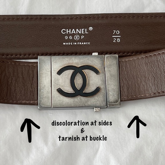 ✨Vintage Rare CHANEL 96P CC Logo Runway Collection Brown Leather Belt - Picture 6 of 15